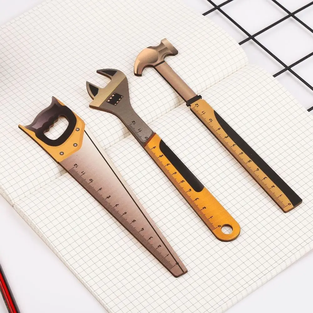 

Hammer Wrench Cute Wood Tools Ruler Creative Funny 15CM Straight Ruler Novetly Cartoon Student Straight Ruler Award Gift