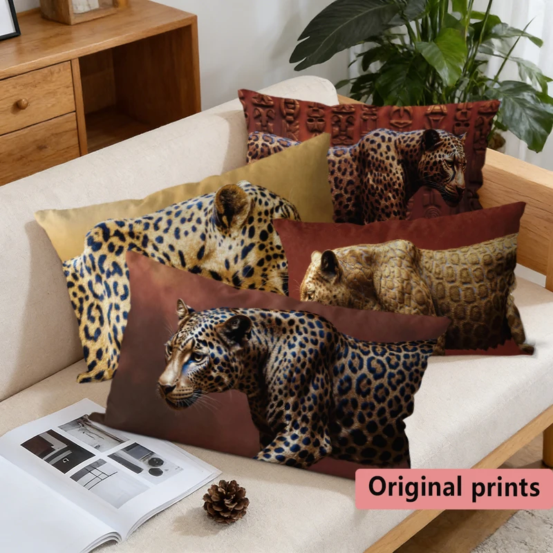 Wild Leopard Print Pillow Cases Suitable For Sofa Bedroom Car Pillow Cover Cushion Rectangular Back Cushion