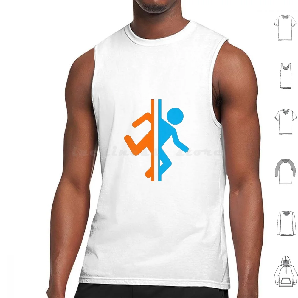 Portal Silhouette Tank Tops Print Cotton Portal Portal 2 Glados 2 3 Portal 3 Blue Orange Gel Chell Cake Is A Lie