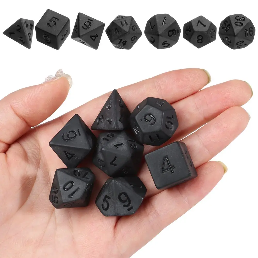 

7 шт./компл., набор многогранных черных кубиков, игровые кости для TRPG DND, аксессуары, многогранные игральные кости для настольной карточной игры, математические игры