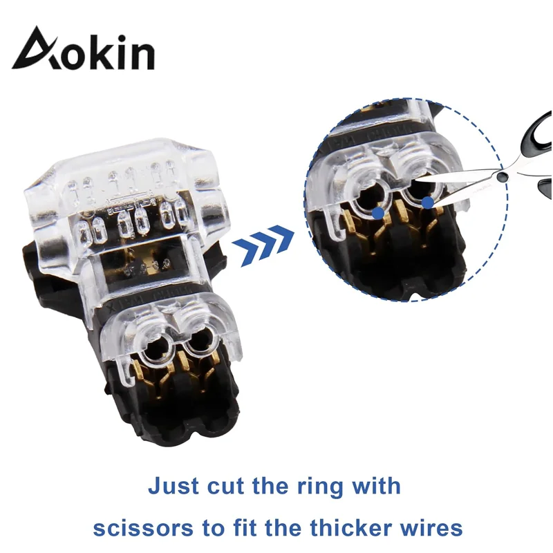 Aokin Wire Connectors Low Voltage Wire Connectors Solid Connection,T Tap Wire Connectors, T Type 2 Pins Wire Splice Connectors image 3