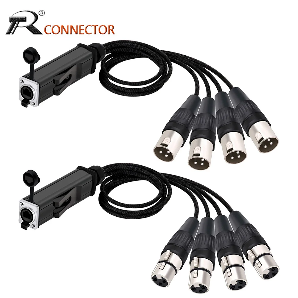 

RJ45 CAT5 with Shielded to 4 Channel 3Pins XLR Male/Female Connector Multi Network Receiver Cable for Stage Recording Studio