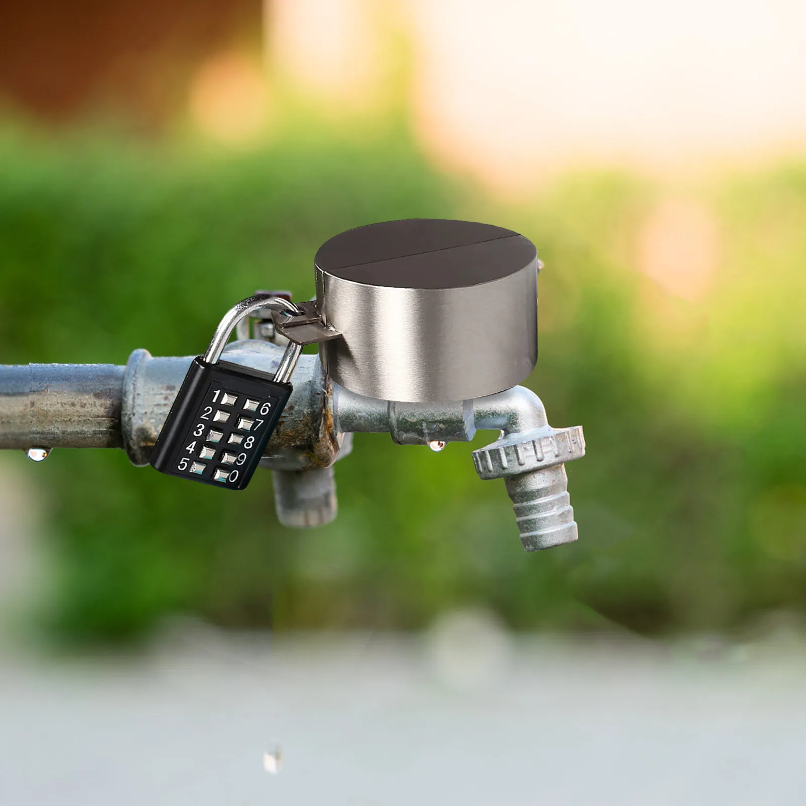 

Door Knob Cover Lock Exterior Faucet Digit Locking Mechanism Silver Button Combination Padlock Covers Faucet Covers Combination