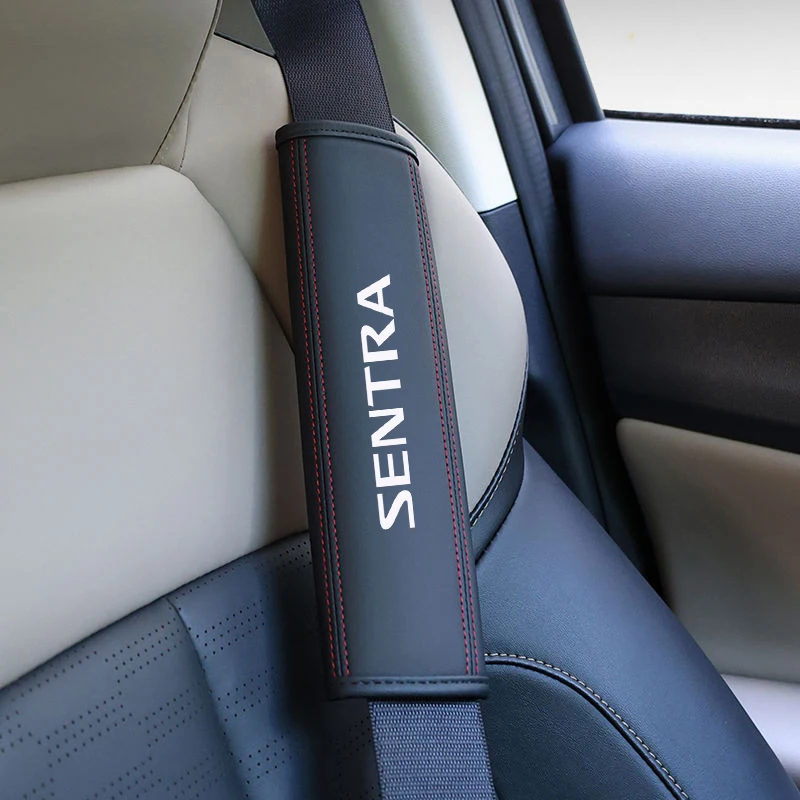 Car Seat Belt Nappa Leather Safety Belt Shoulder Covers For Nissan Sentra B13 B14 B15 B16 B17 B18 Car Accessories