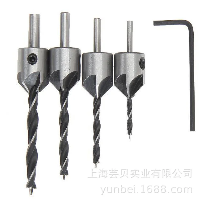 Unbe three-point woodworking countersink drill plated natural chamfer positioning hole drilling open hole reaming round