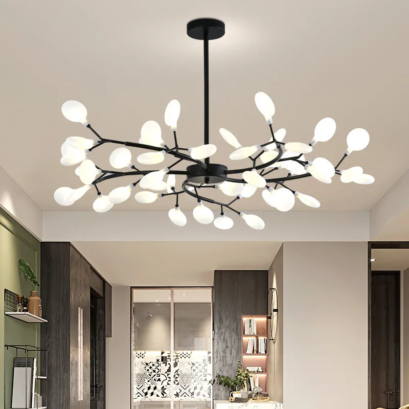 Modern Firefly LED Pendant Light Glass Acrylic Ball Tree Branch Gorgeous Chandelier Lighting luxurious Decor Hanging Lamp