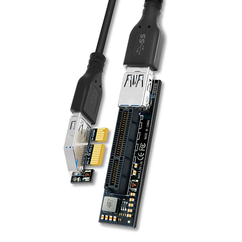 Btbcoin add on karte pci-e riser pcie pci-express x1 bis x4 riser pci e riser karte erweiterungs adapter mit 30cm usb 3,0 verlängerung kabel