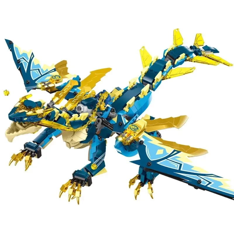 859pcs MOC Elemental Dragon Creative Building Block Bricks Compatible 71792 Ninjas Series Ornaments Children's Toys for Kid Gift view 2