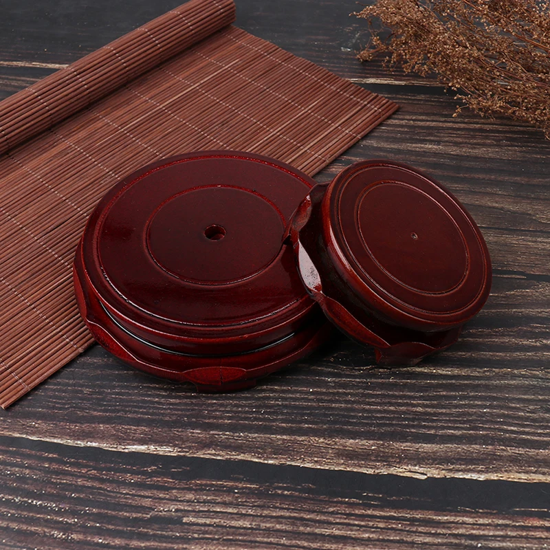 1PC 6-12cm Diameter Real Solid Wood Carving Vase Base Stone Buddha Incense Flowerpot Wood Carving Teapot Base