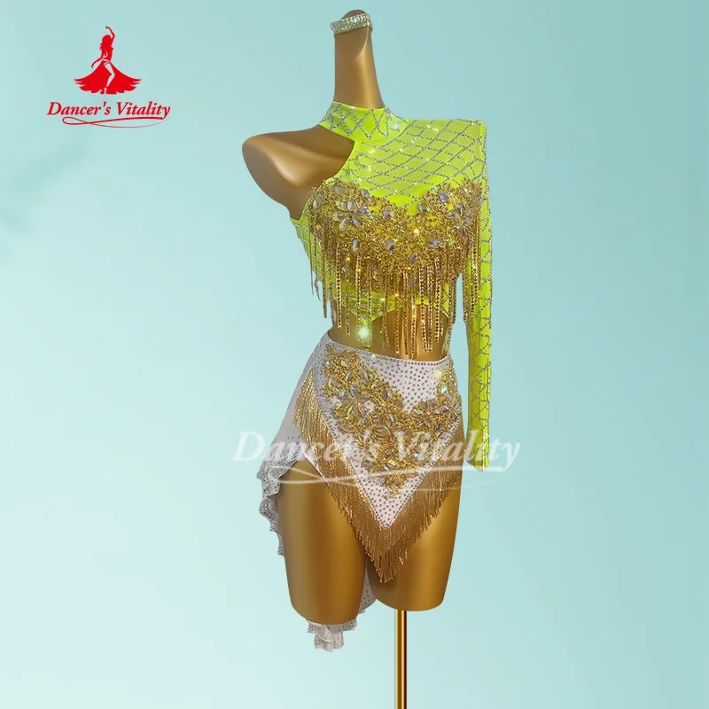 New Latin Dance Dress Women's Custom Tango Chacha Samba Performance Costume for Adults and Children Latin Competition Clothing