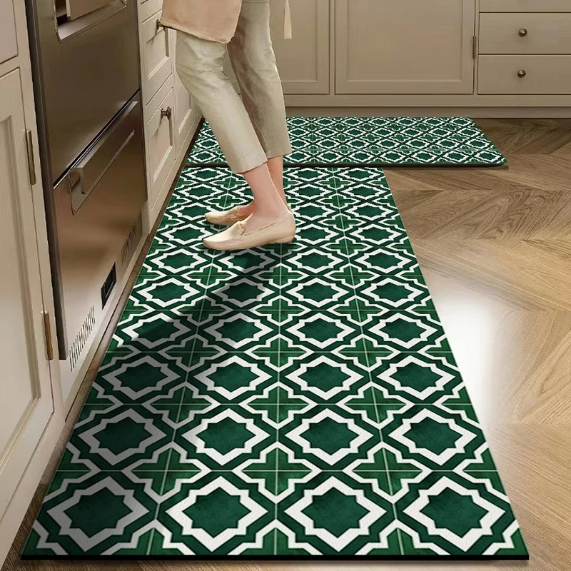 Kitchen Floor Mats Oil-proof Non-slip Washable PVC Leather Home Carpets Anti-fouling Wear-resistant Balcony Rug Ковер Tapis 러그