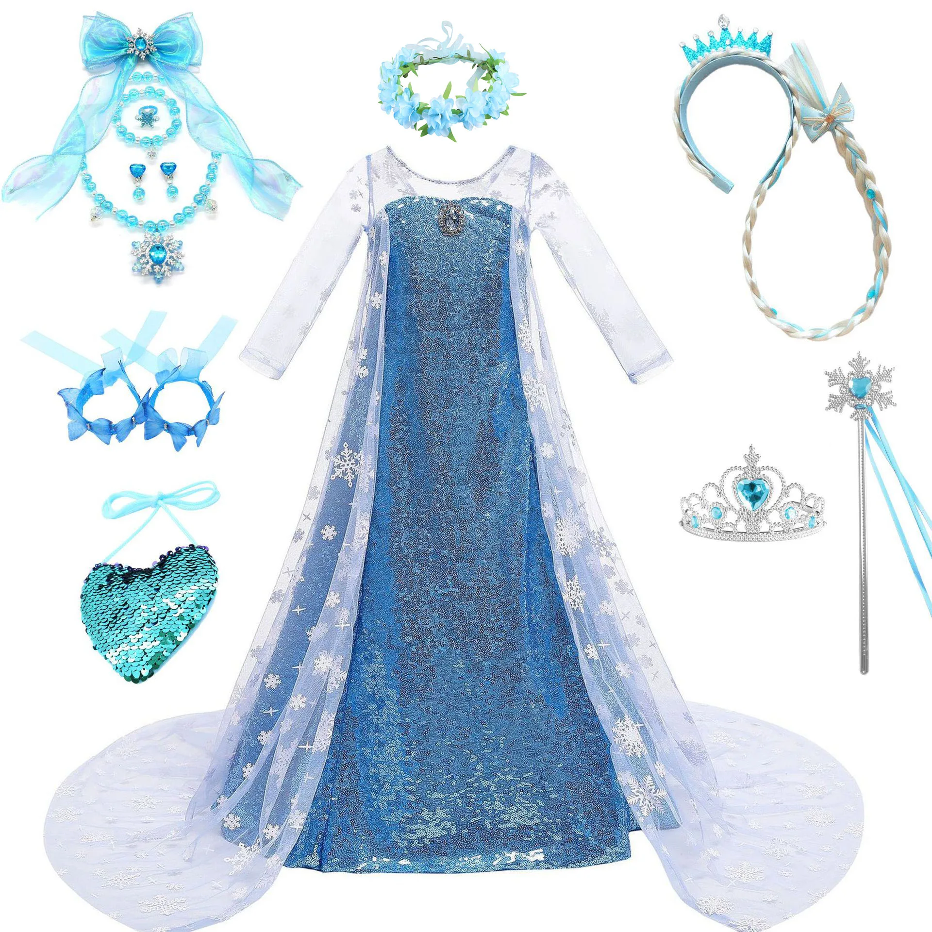 AmyStylish Little Girls Movie Princess Frozen Elsa Birthday Party Cosplay Halloween Easter Dress