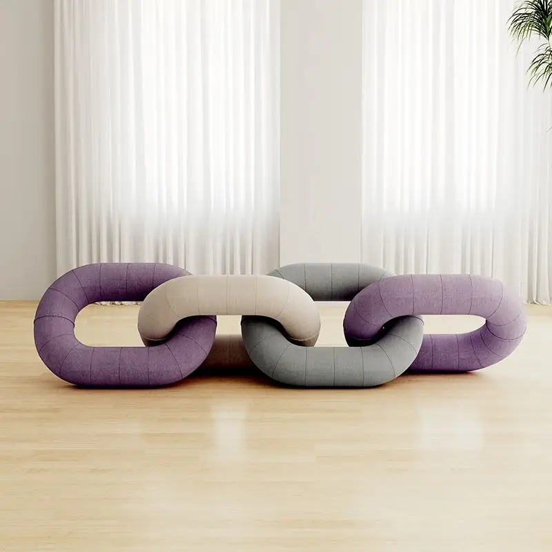 الإبداعية على شكل خاص قفل سلسلة أريكة القماش ضوء كريم غرفة المعيشة شقة صغيرة بسيطة وحديثة