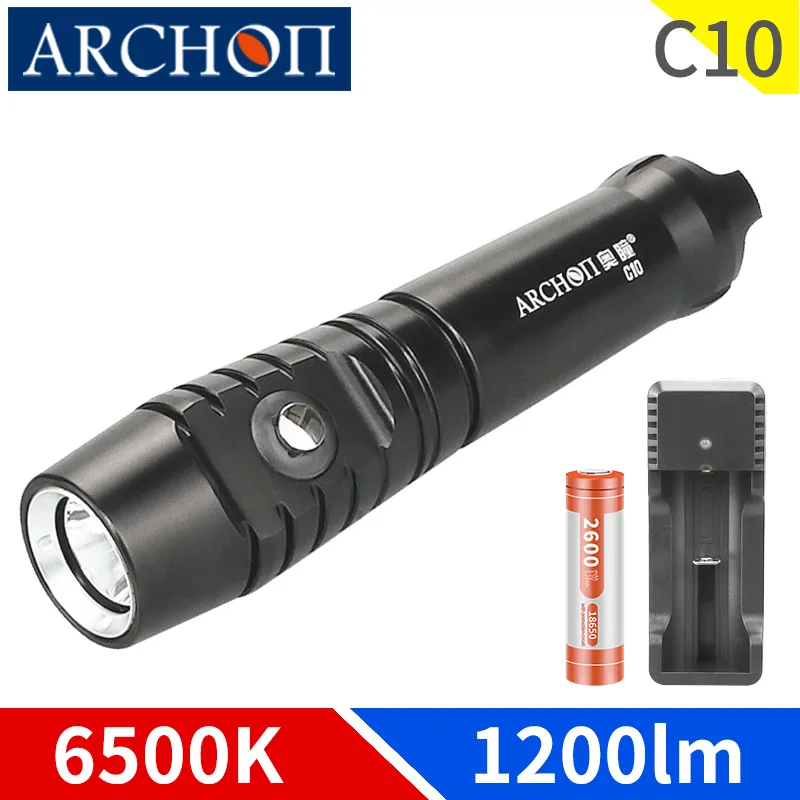 C10 Scuba diving flashlight 1200lm Scuba diving torch diving lights Underwater 100m diving lighting lamp Outdoor adventure torch