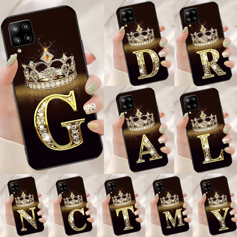 Letter Monogram Gold Marble Case For Samsung Galaxy A53 A33 A13 A12 A22 A32 A42 A52 A50 A51 A71 A14 A24 A34 A54 Cover