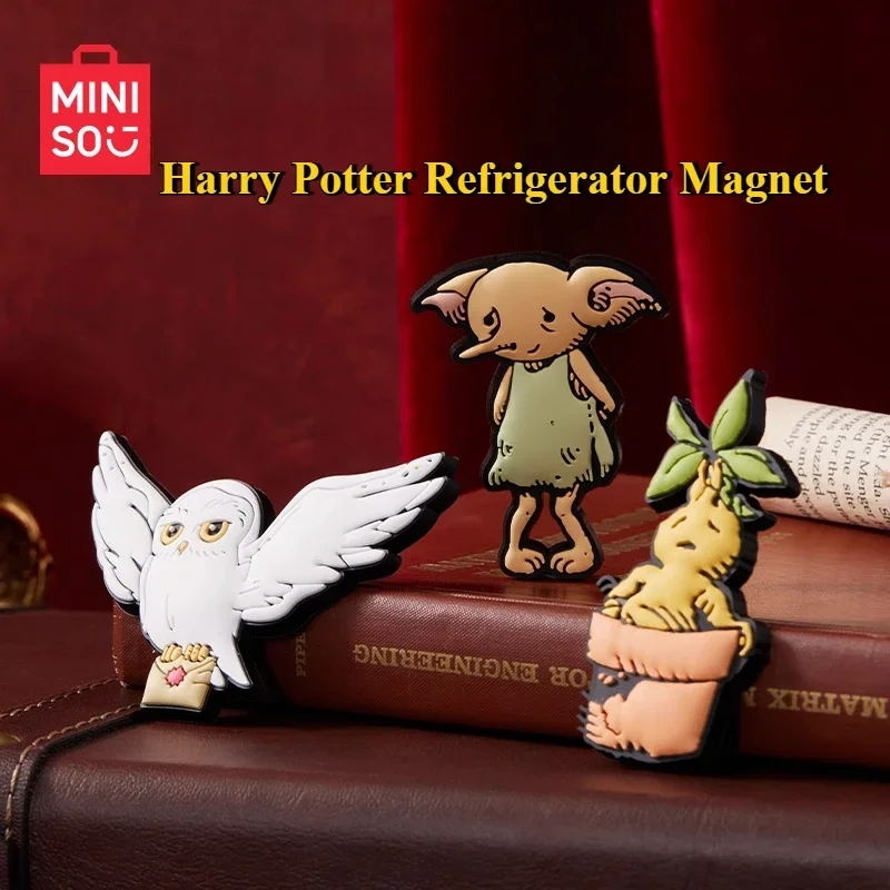 

MINISO Co-branded Harrys Potter Series PVC Refrigerator Magnet Harry Hedwig, Dobby, Mandrake Decoration Cute Gift