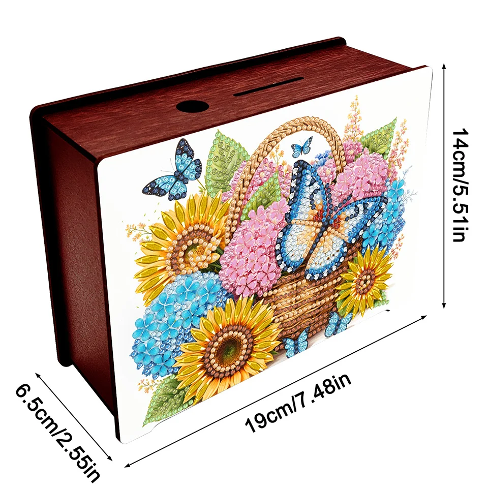 Flowers saving pot Coin bill money box Diamond Painting Kits for Adults gift DIY Crystal Rhinestone Art Craft Decor Supplies