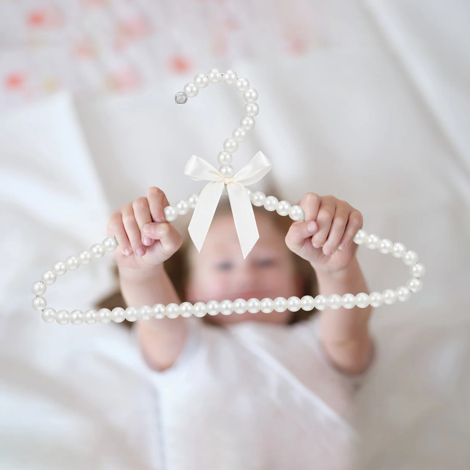 

2pcs Plastic For Kids Artificial Pearl Beaded Children Clothes Drying Closet Storage Small Clothing Hangers Laundry