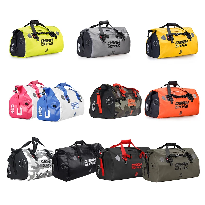 OSAH 40L/60L Motorcycle Waterproof Tail Bags Colorful Travel Dry Bag Multi-functional Durable Rear Motorbike Luggage Backpack