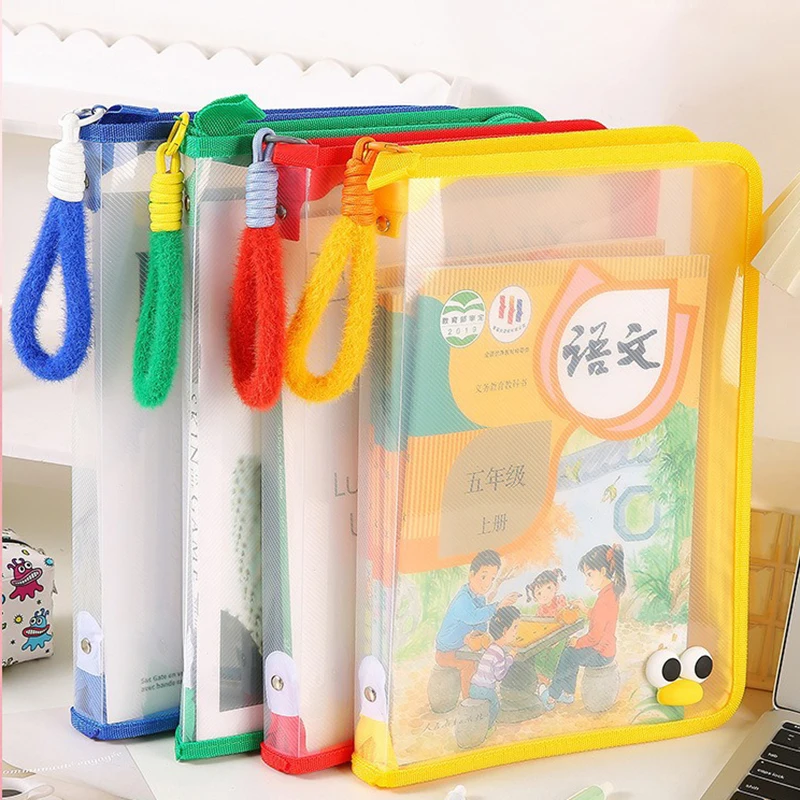 A4 Zipper File Bag PP Transparent Storage Organizer Bag File Folder Large Capacity File Test Paper Storage Bag Document Holder