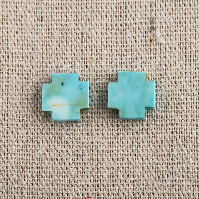 B&F Crucifix Turquoise Pendant Beads, Handmade Natural stones beads, Polished Stones for jewelry Making Supplies
