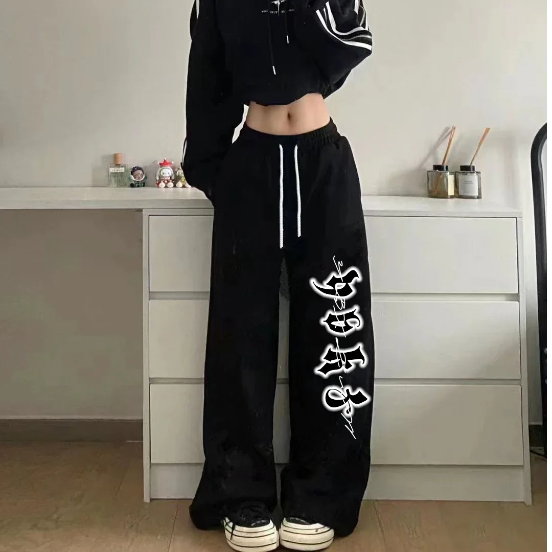 

2024 New Women Pants High Waist Drawstring Vintage Hip-hop Long Trousers Y2K Streetwear Women's Pants