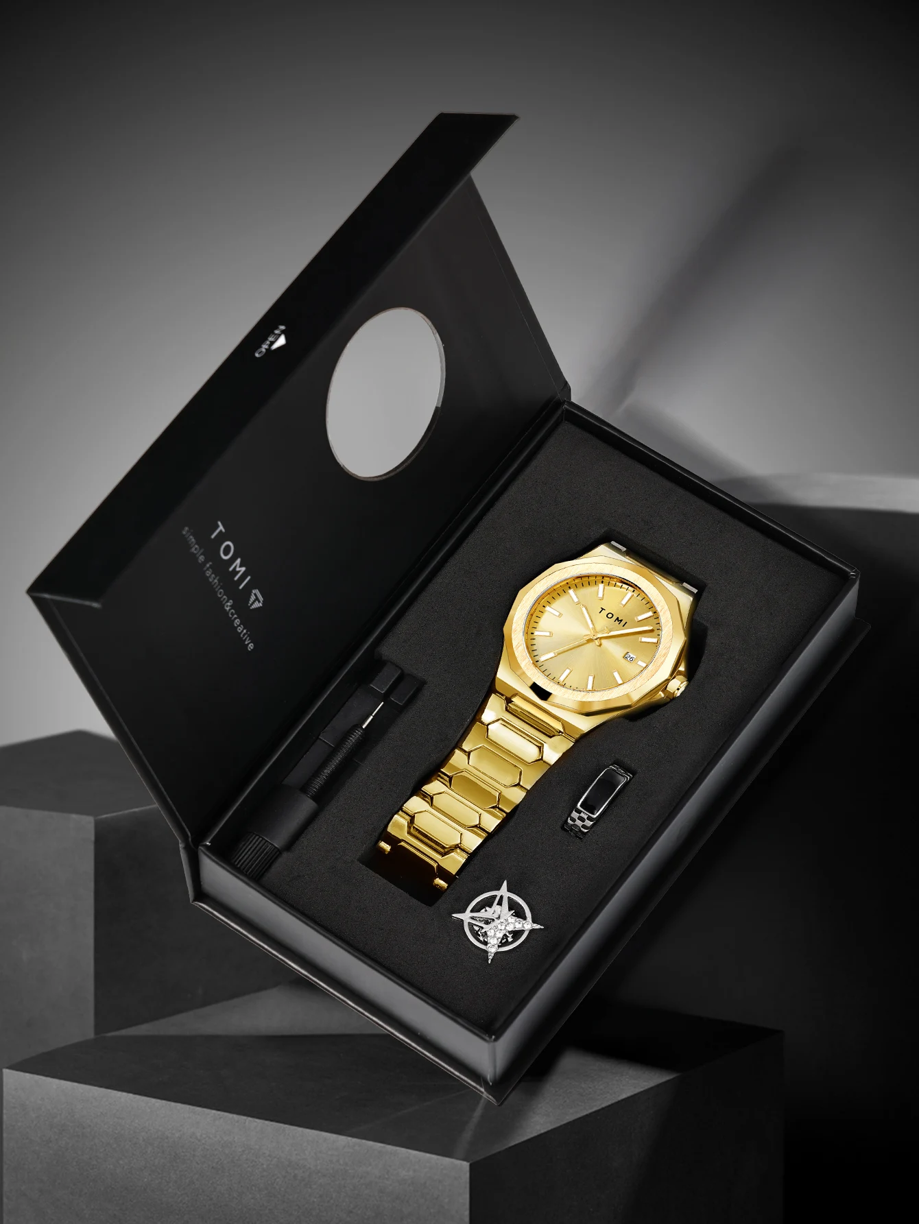 TOMI Luxus Business herren Uhr Geschenk Box Set Hohe Qualität Rose Gold Fall Einfache und Vielseitige Quarzuhr Relogio Masculino – Detail 28
