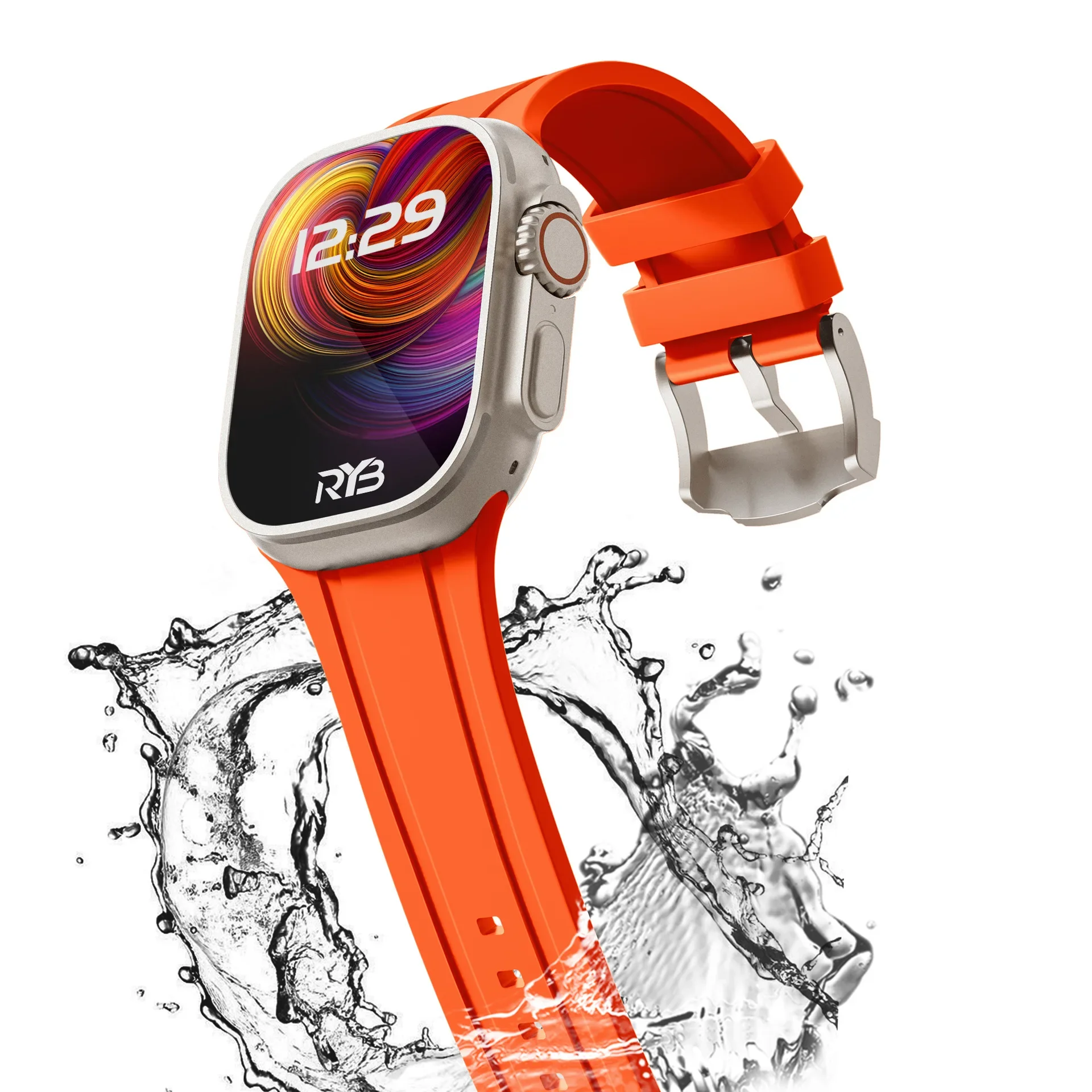 Apple Watch Ultra 2用ラバーストラップ,iwatch 6,5,4,se,44mm, 40mm, 41mm, 49mm,10,46mm, 42mm用シリコンウォッチバンド9、8、7、45mm、41mm