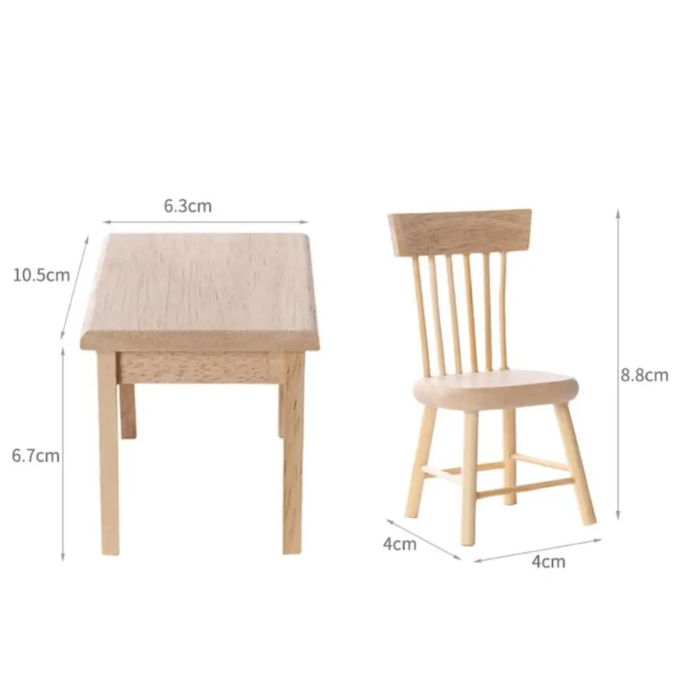 1:12 1/12 Scale Mini Tiny Decorative Wooden Dining Room Dollhouse Furniture Chair Table