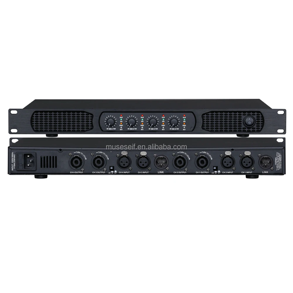 ET4350 Hot Sale 4 Channel Power Amplifier Professional Digital Stereo 8 Ohm Sound System Class D Audio 1U Power Amplifier