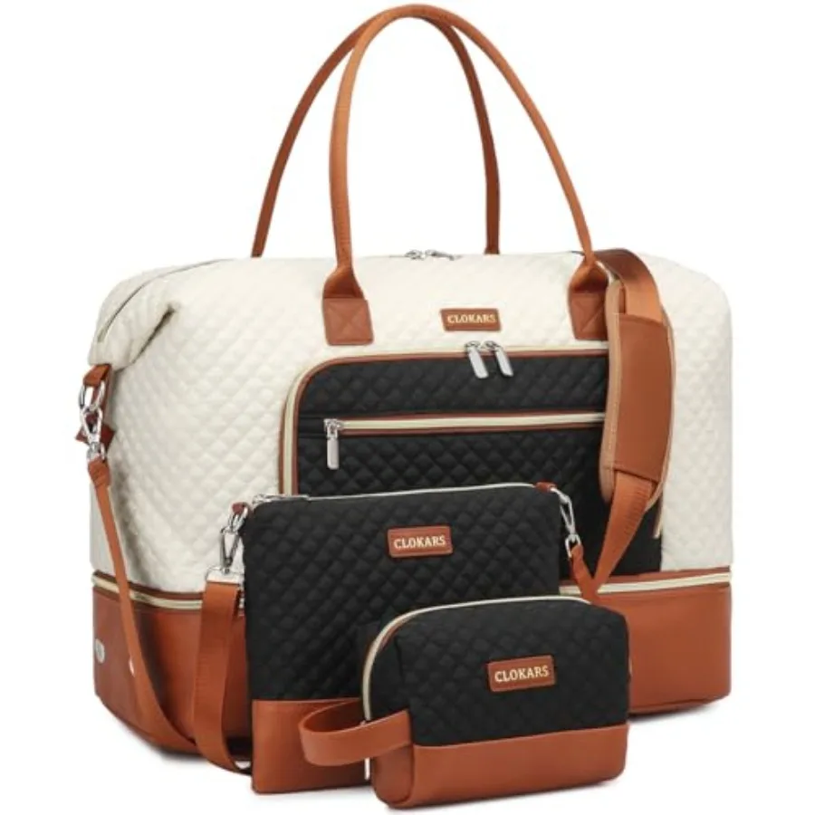 

Weekender Bags for Women Travel Duffle Bag Carry On Overnight Bag with Cosmetics Bag and Crossbody Purse for Gym Hospital Gifts