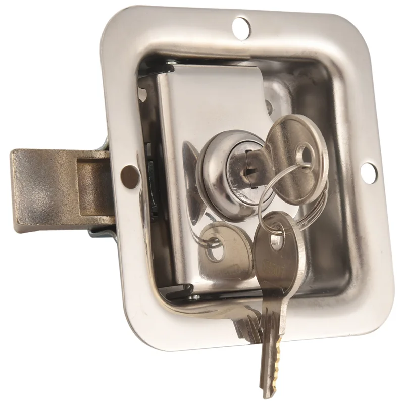 

A42M-Замки для ящиков для инструментов из нержавеющей стали для грузовиков и автофургонов, дверные замки с веслом прицепа, защелка, противоугонные замки с 2 ключами