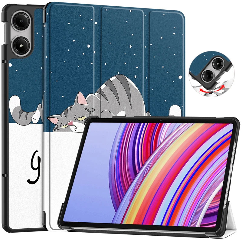 

For Xiaomi Redmi Pad Pro 12.1 Case 2024 PU Leather Tri-Folding Stand Magnetic Cover for Xiaomi Redmi Pad Pro 12 1 Tablet Case