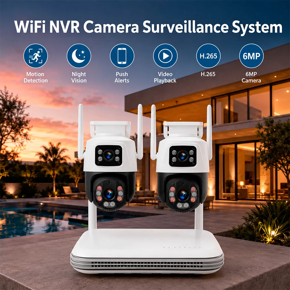 KERUI 8CH NVR Kits 8 Channel Surveillance System Security Camera 6MP Dual Lens IP Camera CCTV Network Video Recorder Onvif