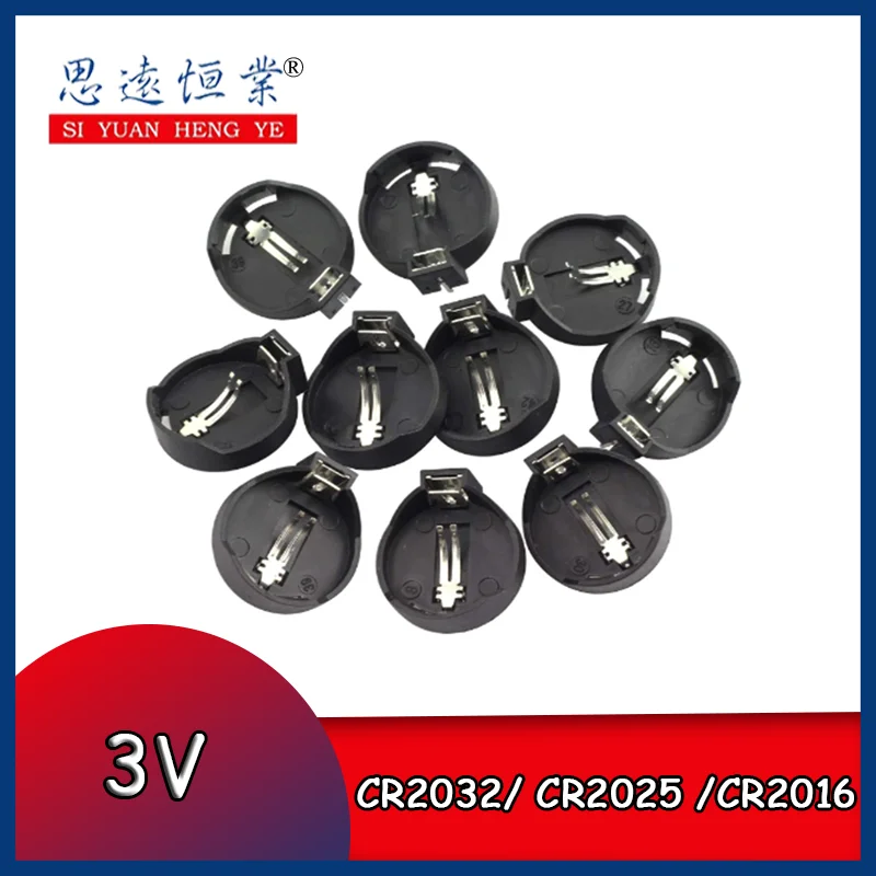 

3V CR2032 CR2025 CR2016 Coin Cell Battery Holder Case Black Coin Cell Button Socket Holder Case