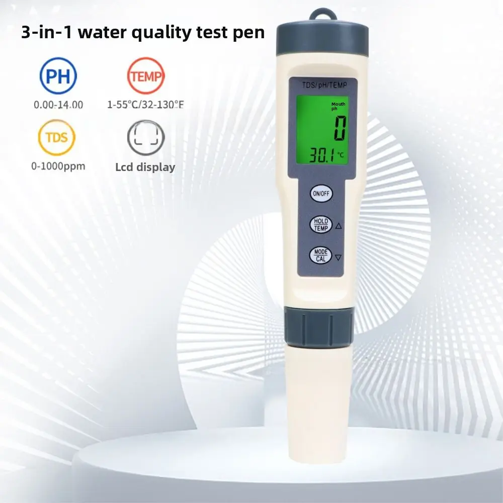 3 in 1 Water Quality Test Pen Backlit Display Multi-Parameter Digital Water Quality Monitor High Accuracy Water Quality Analyzer