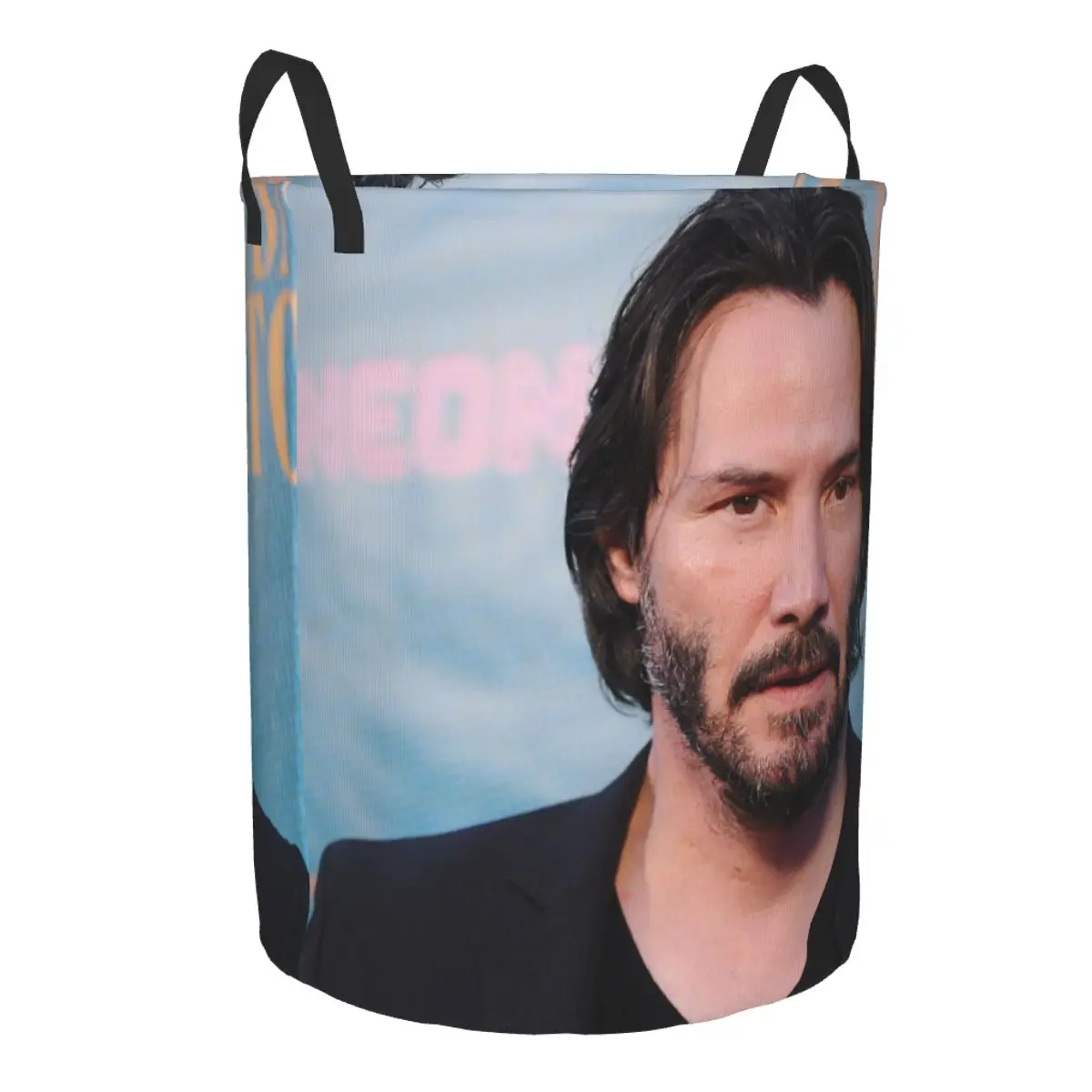 Custom Keanu Reeves Laundry Basket Foldable Large Capacity Clothing Storage Bin Famous Actor Baby Hamper