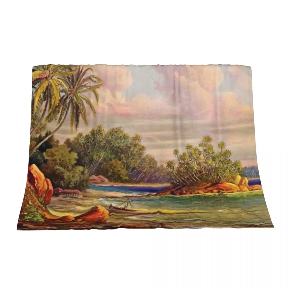 

Cocos Island at Belligema (Gan-Duva) Ceylon -Ernst Haeckel Throw Blanket Luxury Throw Custom Bed Fashionable Blankets
