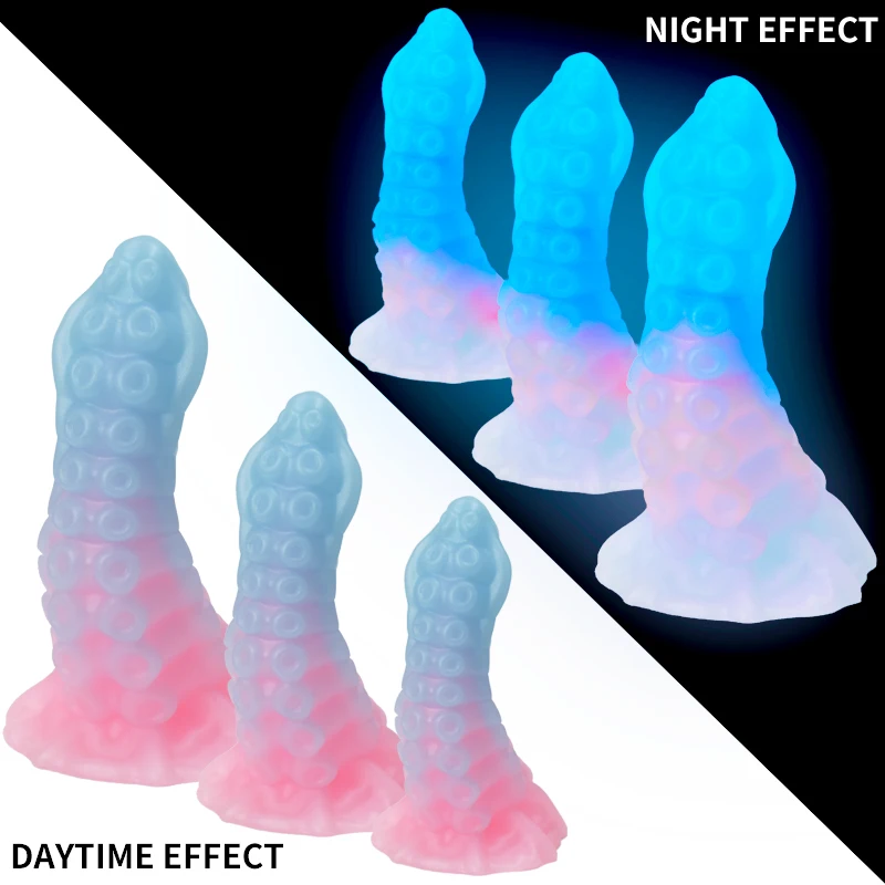 Dildo suave emissor de luz com ventosa para homens e mulheres, nádegas de tentáculo de polvo, plugue anal, brinquedos sexuais anais, divertido, novo