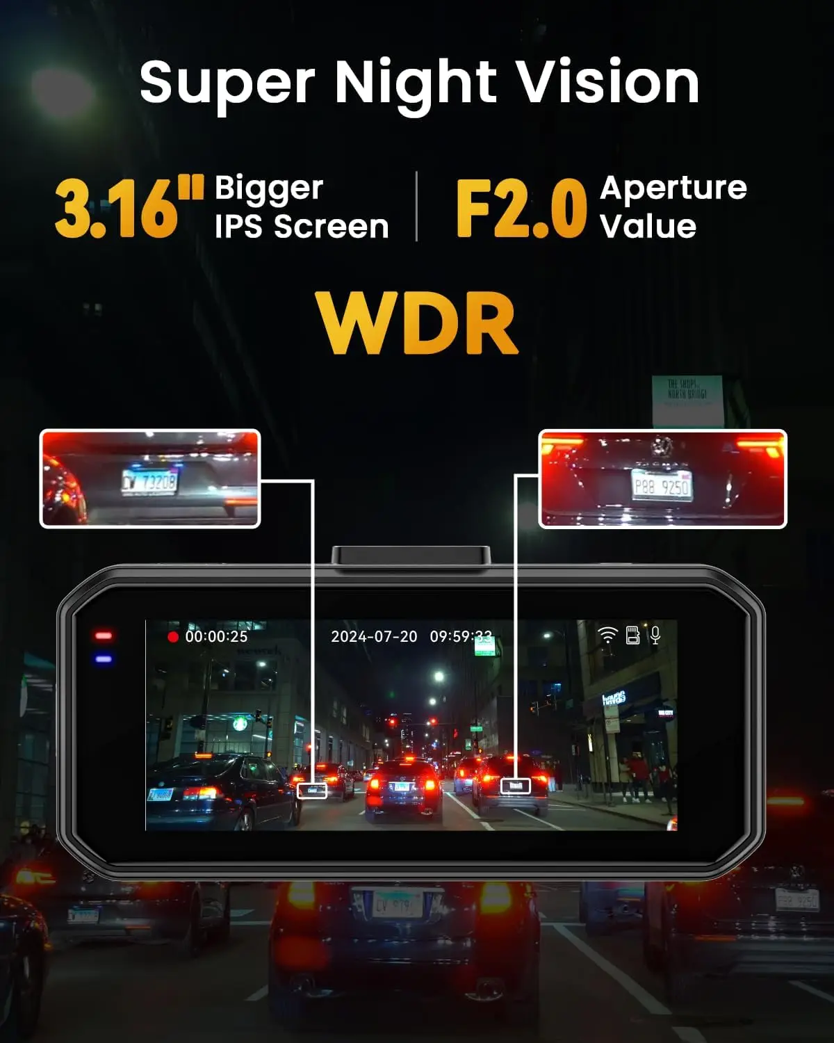 Dash Cam Front and Rear, 4K UHD Dual Dash Camera for Cars, 3.16" IPS Dashboard Camera Recorder Built-in WiFi & APP Control, with