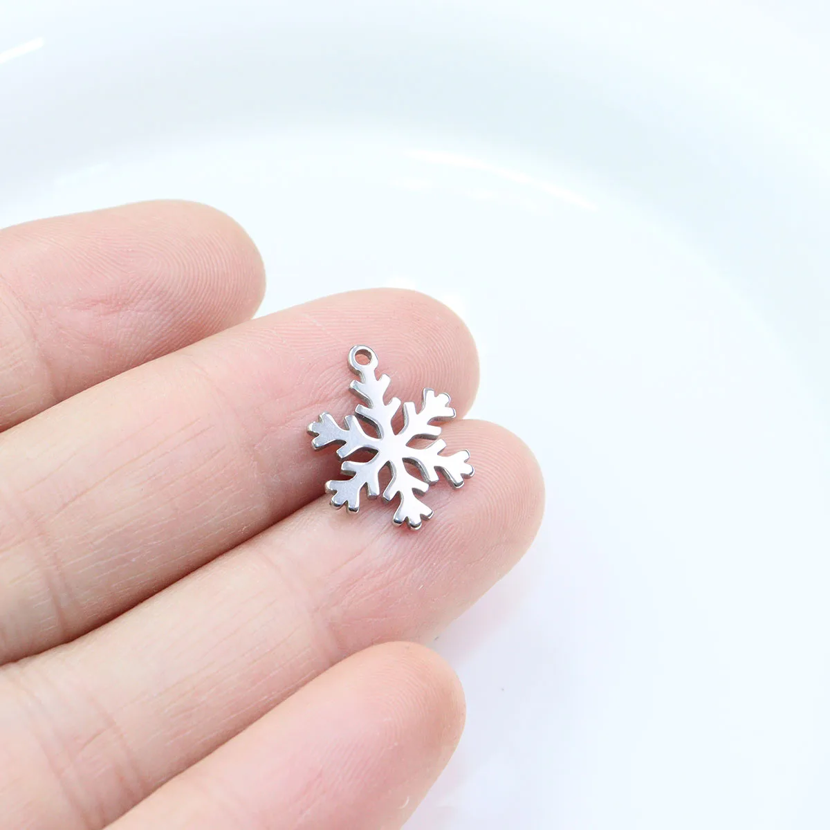 10pcs Stainless Steel Snowflakes Connector Jewelry Charms Pendant DIY Handcraft  Vacuum Plate Waterproof Antiallergic