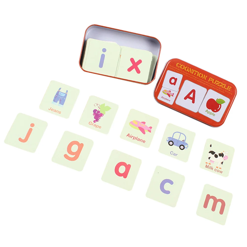 1Set Kinderen Geletterdheidspuzzel Creatief Educatief Speelgoed Vroeg Leren Cognitief Bordspel Letterherkenningskaart Rood