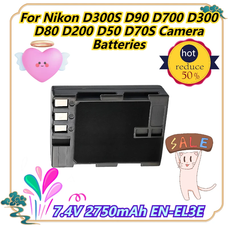 

7.4V 2750mAh EN-EL3E For Nikon D300S D90 D700 D300 D80 D200 D50 D70S Camera Batteries