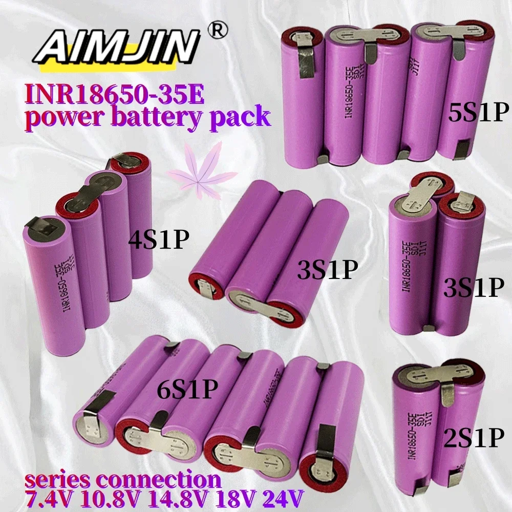 7.4V-24v 3.5Ah series connection 18650 battery pack, INR18650-35E 3500mAh 24v screwdriver  customized battery