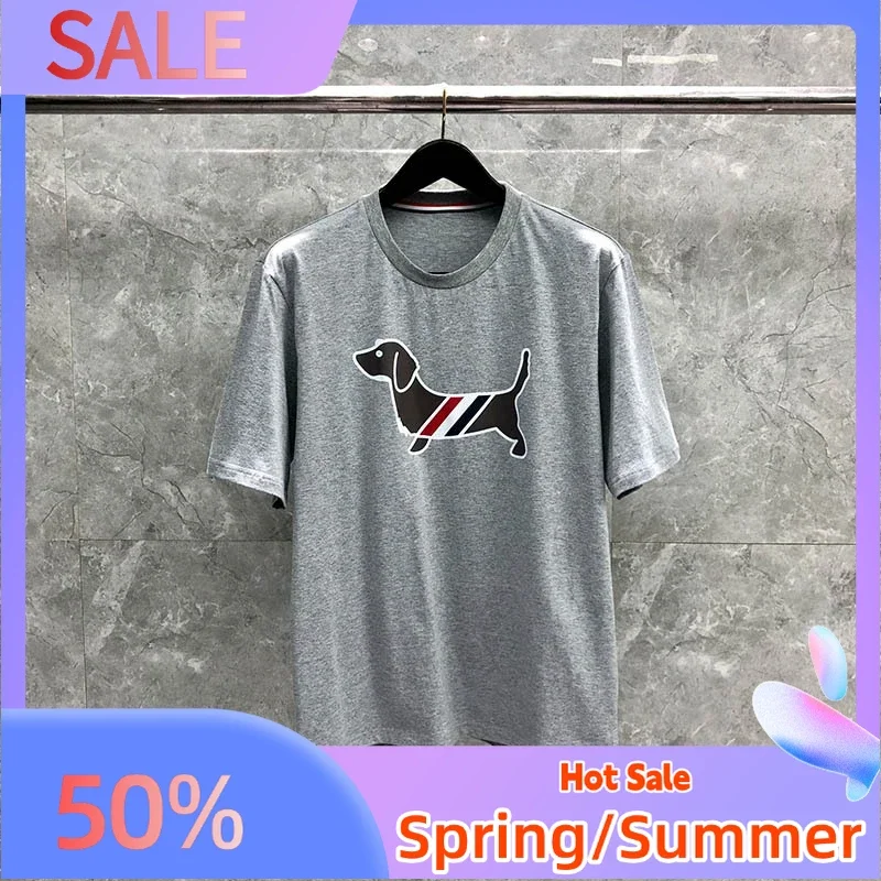 

Fashion Luxury Brand Short Sleeved Loose Casual Dog Print Men and Women Couple Round Neck Half Sleeved T-shirt UNISEX