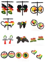 Few Stock! Rasta African Wooden Earrings mixed