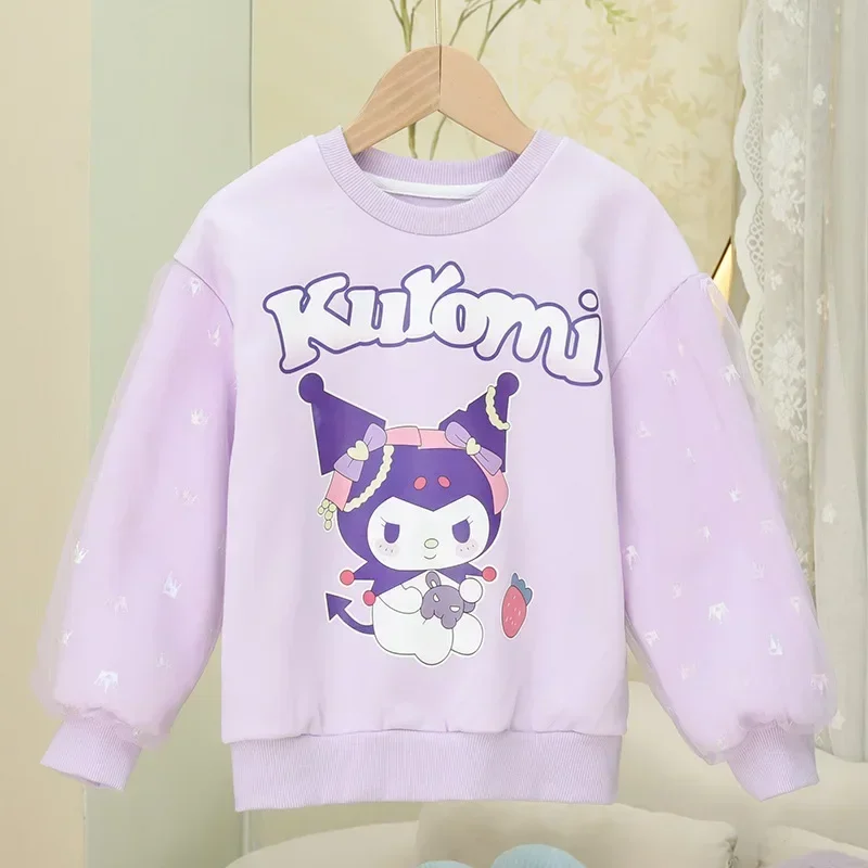 

Autumn Winter Kawaii Anime MINISO Kuromi Fleece Thickened Hoodie Pants Two Piece Cute Cartoon Long Sleeved T Shirt Gifts Toys