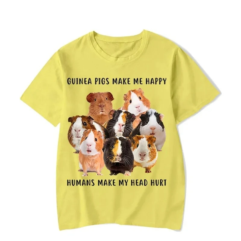 Guinea Pigs Make Me Happy Graphic Tshirt Funny Paw Fashion Harajuku T-shirt Hip Hop Women T-shirt Trend Tee Shirt Women Clothing