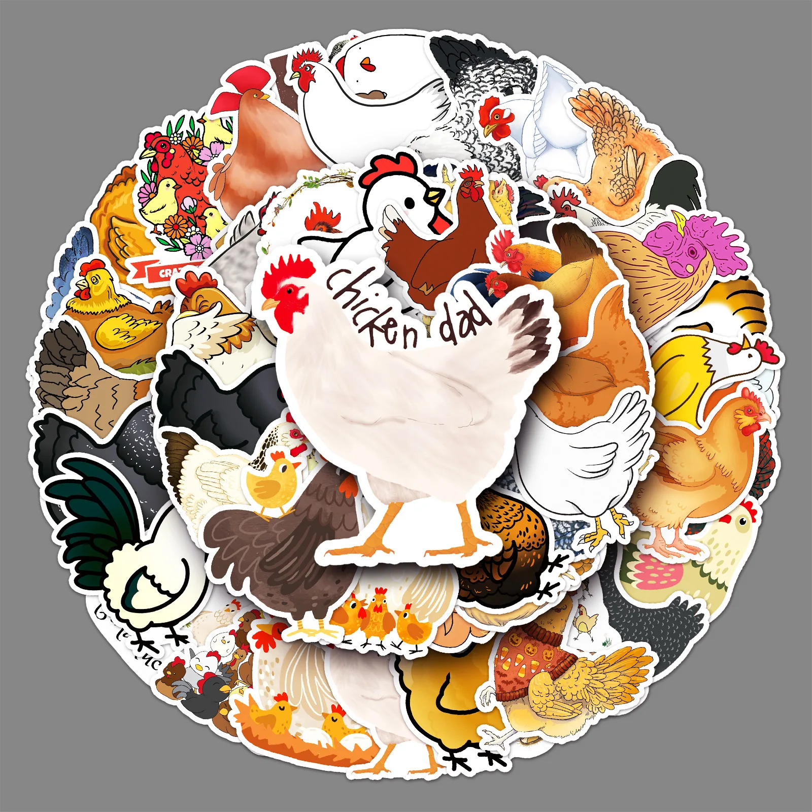 

50Pcs Cute Cartoon Chicken Series Graffiti Stickers Suitable for Laptop Helmets Desktop Decoration DIY Stickers Toys Wholesale