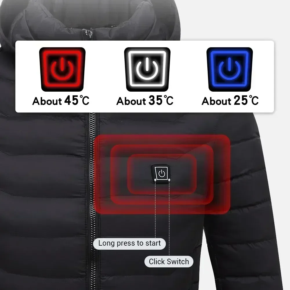 Chaqueta con calefacción para hombre y mujer, chaleco cálido con autocalentamiento USB, abrigo con calefacción para esquí, Camping, senderismo, ropa